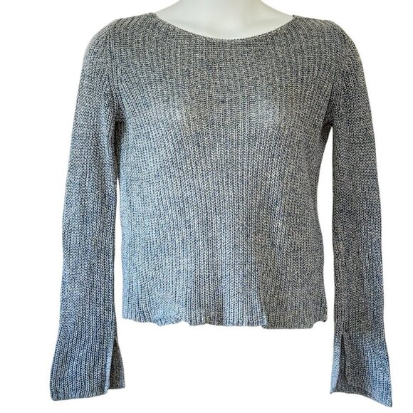 Theory Lalora Linen Sweater Pullover Light Echo Mix Yarn V-Back Cut Out Small - Picture 3 of 8